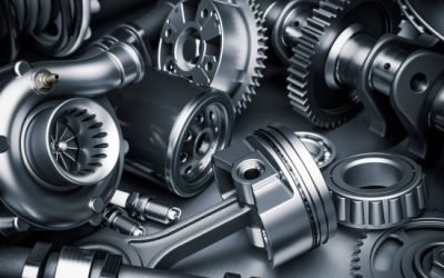 Car engine parts. Closeup 3d render